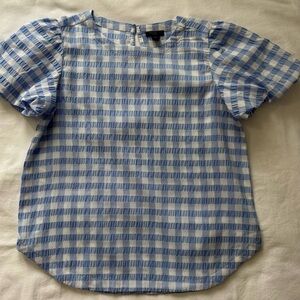 Ann Taylor Gingham Bubble Sleeve Top Size XXS